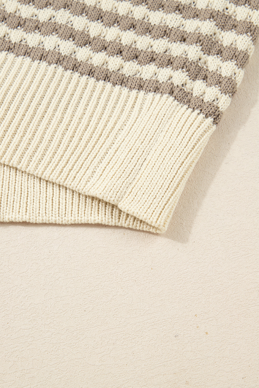 Khaki Stripe Plus Size V Neck Drop Shoulder Sweater Dear-Lover Dropshipping